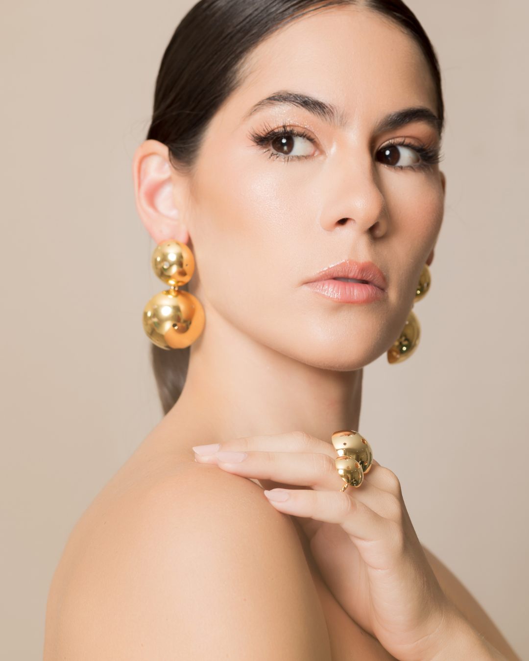 Aretes bronce dos bolas